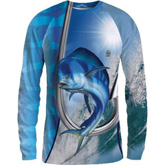 NIPITOCHE Long Sleeve Performance Fishing Shirt - UPF 50+ Sun Protection -  Sailfish Rough Water Full Print Shirt - Stay-Dri Technology - Spandex  Polyester Blend and Ultra Lightweight, Large Blue at  Men's Clothing  store