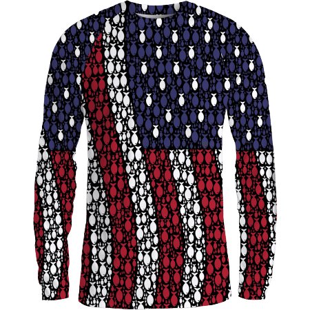 Camo with USA Flag SPF 50 Long Sleeve Fishing Shirt Slick Fish