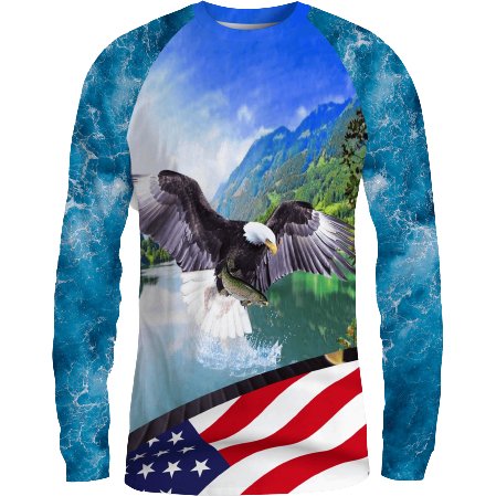 Eagle with American Flag UPF 50+ Long Sleeve Shirt - Slick Fish Gear C