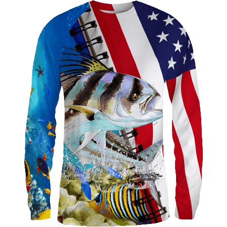Flag Design SPF 50+ Long Sleeve Fishing Shirt - Slick Fish Gear Co. XL
