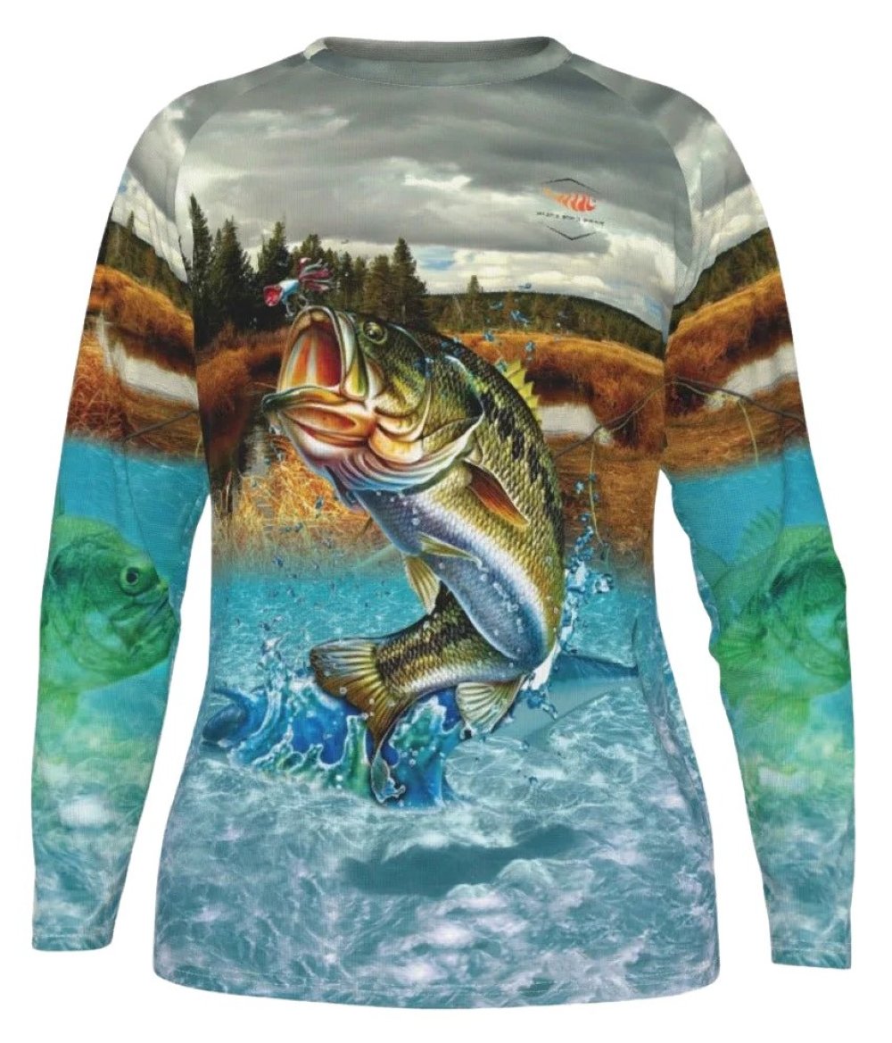 Lake View with Bass UPF 50+ Men's Long Sleeve T-Shirt with Raglan Sleeve 3XL