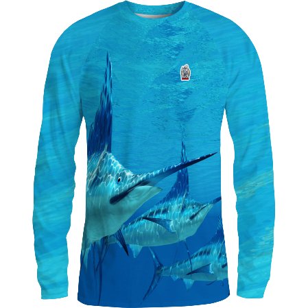 Eat My Tackle Long Sleeve Performance Fishing Shirt Small / Blue Marlin
