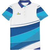 Tennis Blue & White Men's Slim Fit Short Sleeve Polo - Slick Tennis Gear