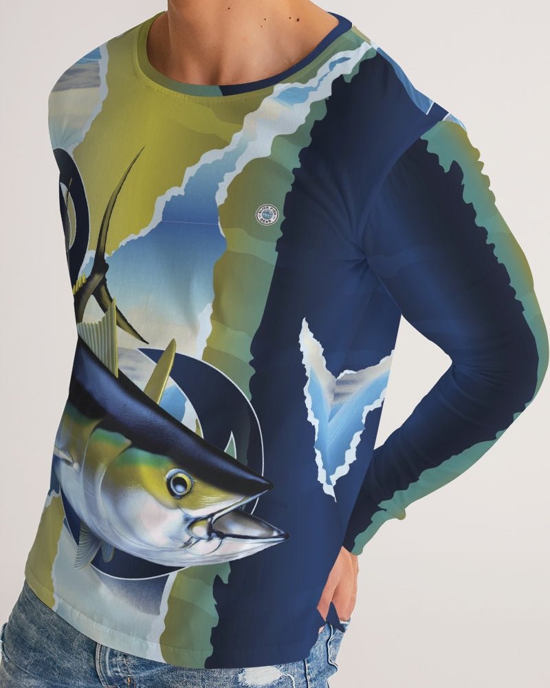 Tuna Men's Fishing Long Sleeve Button Down UPF 50+ Sun Protection Soild Waterproof Fast Dry Shirts (Navy 5#4xl), Blue