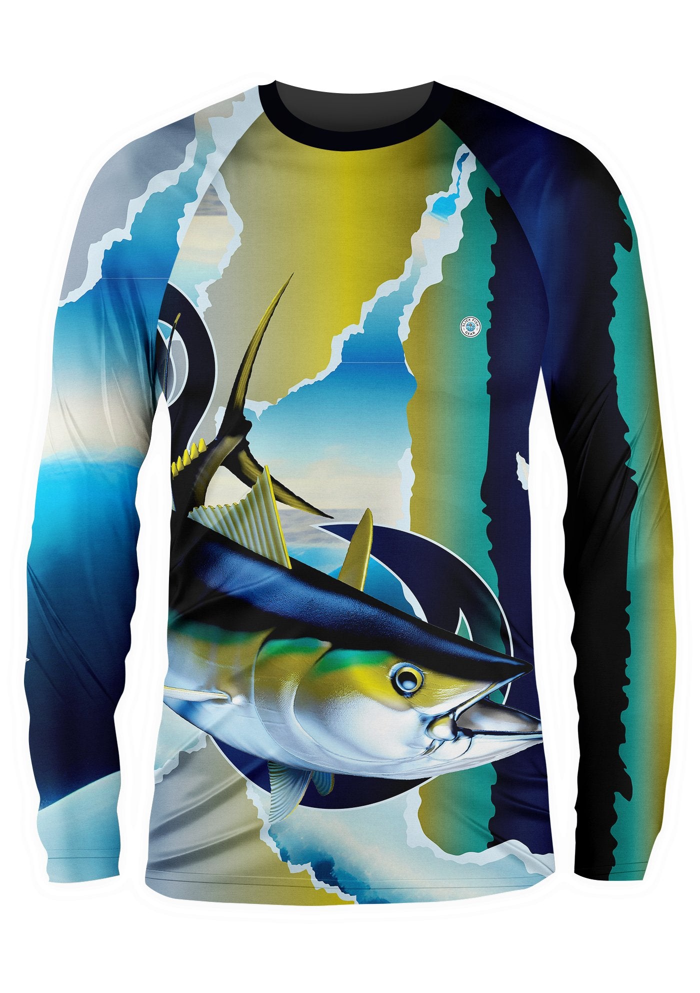 Men's Stretchable & Breathable Round Neck Long Sleeve Fishing T-Shirt With  Fish Print Gym Clothes Men